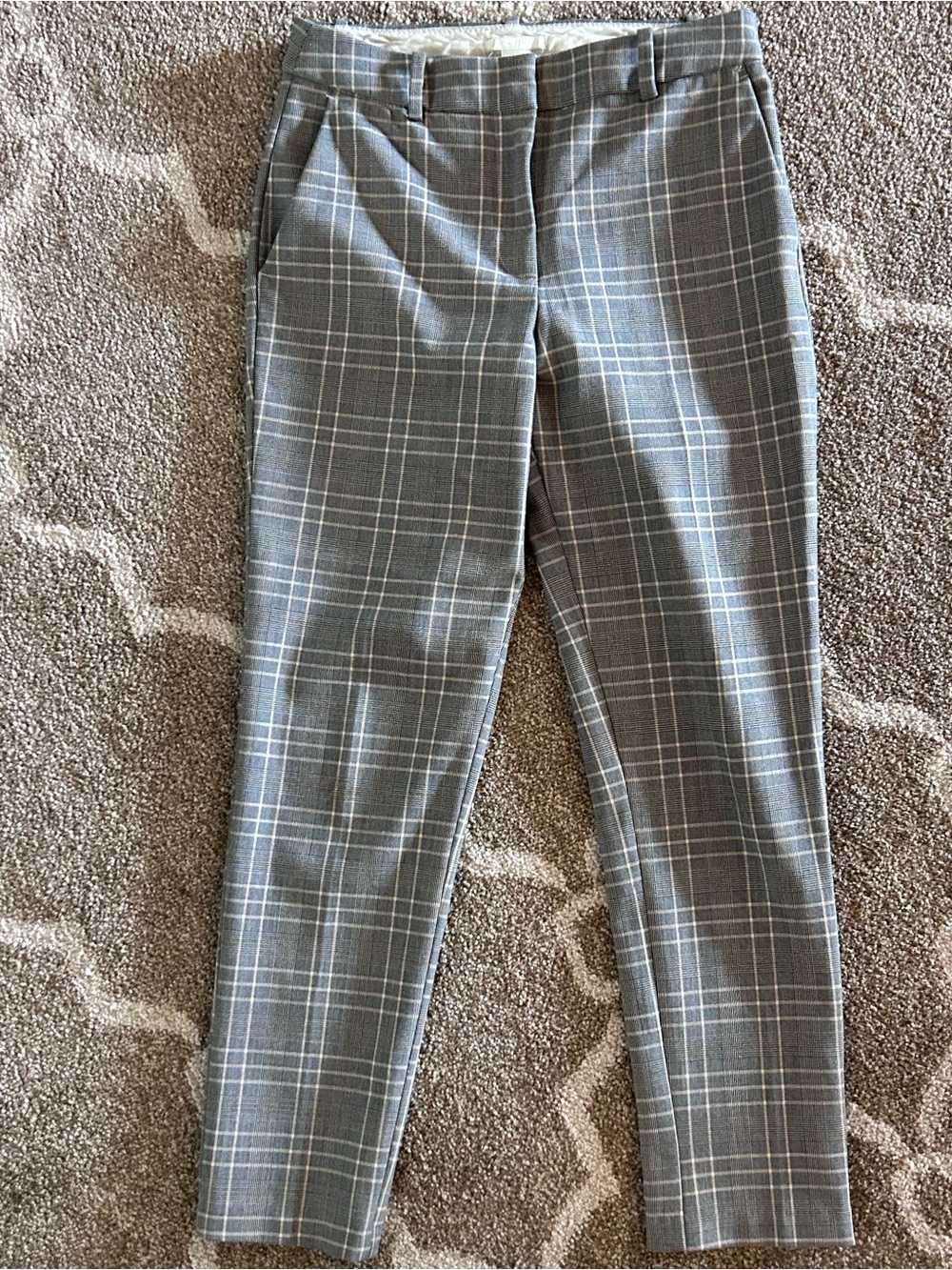 H&M Gray Plaid Slim Ankle Pants
